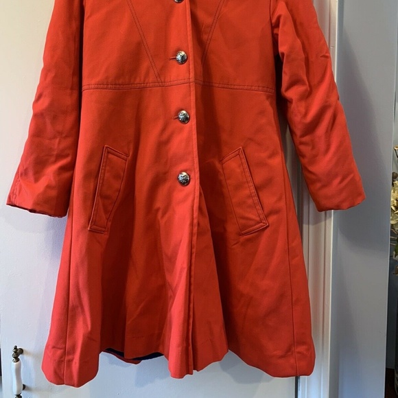 !!!SOLD!!! Vintage 1970s Girls Red Coat with Detachable Button Hood w Drawstring - Picture 4 of 12